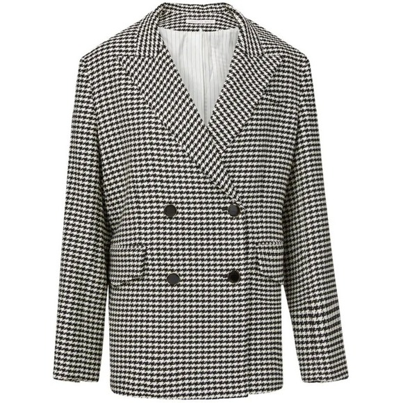 Veronica Beard Jackets & Blazers - Veronica Beard Houndstooth Dickey Double Breasted Blazer Black White Women Large